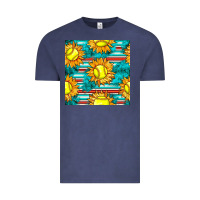Vintage Denim softball sunflowers with serape seamless pattern Vintage Tee - BundleAndBundleShop