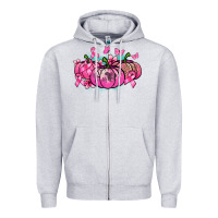 Heather Grey Cancer pumpkins Cancer Awareness Zipper Hoodie - HowdyJamesFarm