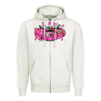 Oatmeal Heather Cancer pumpkins Cancer Awareness Zipper Hoodie - HowdyJamesFarm