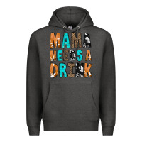 Charcoal Heather Mama Needs a Drink Premium Hoodie - CowCowDesign