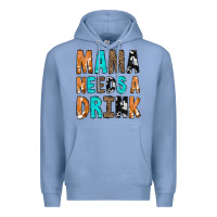 Colony Blue Mama Needs a Drink Premium Hoodie - CowCowDesign