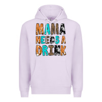 Lilac Mama Needs a Drink Premium Hoodie - CowCowDesign