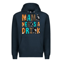 Navy Mama Needs a Drink Premium Hoodie - CowCowDesign
