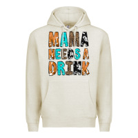 Oatmeal Heather Mama Needs a Drink Premium Hoodie - CowCowDesign