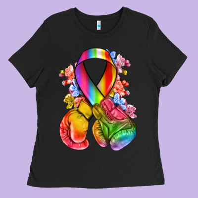 All Color Ribbon With Boxing Gloves Ladies Tee Designed By Nancycooperartshop
