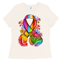 Bone all color ribbon with boxing gloves Ladies Tee - NancyCooperArtShop