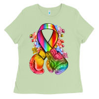 Matcha all color ribbon with boxing gloves Ladies Tee - NancyCooperArtShop