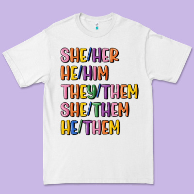Lgbtq Pronouns Premium Tee Designed By Maliassmallbusiness
