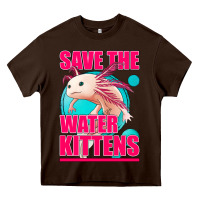 Chocolate Brown save the water kittens axolotl Heavy Core Tee - Jasminsmagicworld