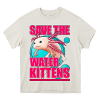 Cream save the water kittens axolotl Heavy Core Tee - Jasminsmagicworld