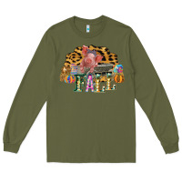 Army Green Fall Scene Pumpkin Watercolor Pig Wagon Serape Cheetah Long Sleeve Tee - Bettercallsaul