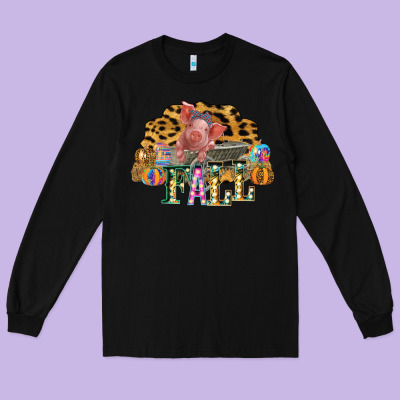 Fall Scene Pumpkin Watercolor Pig Wagon Serape Cheetah Long Sleeve Tee Designed By Bettercallsaul