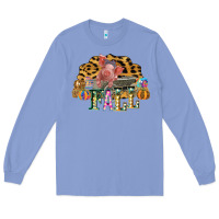 Colony Blue Fall Scene Pumpkin Watercolor Pig Wagon Serape Cheetah Long Sleeve Tee - Bettercallsaul