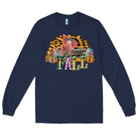 Navy Fall Scene Pumpkin Watercolor Pig Wagon Serape Cheetah Long Sleeve Tee - Bettercallsaul