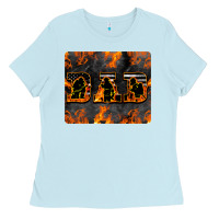 Baby Blue American Firefighter Dad Ladies Tee - LillyAllenDesigns