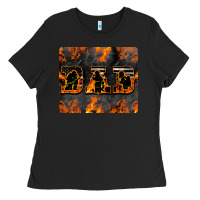 Black American Firefighter Dad Ladies Tee - LillyAllenDesigns