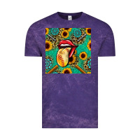 Cloud Purple softball lips sunflowers and gemstones seamless pattern Vintage Tee - BundleAndBundleShop