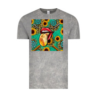 Cloud Rock softball lips sunflowers and gemstones seamless pattern Vintage Tee - BundleAndBundleShop