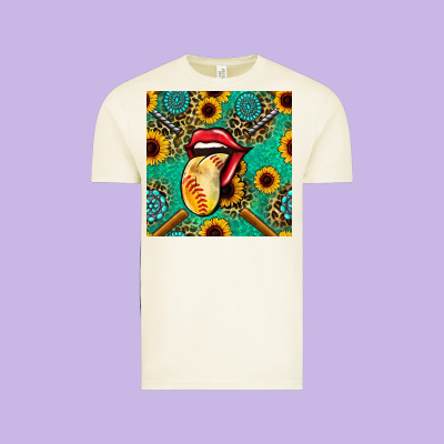 Softball Lips Sunflowers And Gemstones Seamless Pattern Vintage Tee Designed By Bundleandbundleshop