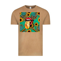 Vintage Camel softball lips sunflowers and gemstones seamless pattern Vintage Tee - BundleAndBundleShop