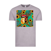 Vintage Zinc softball lips sunflowers and gemstones seamless pattern Vintage Tee - BundleAndBundleShop