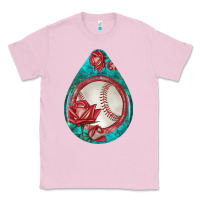 Bubblegum Pink baseball and western roses teardrop  7 Classic Tee - BundleAndBundleShop