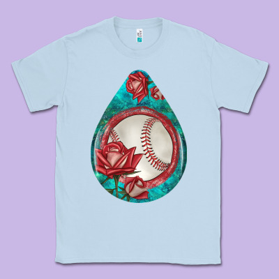 Baseball And Western Roses Teardrop  7 Classic Tee Designed By Bundleandbundleshop
