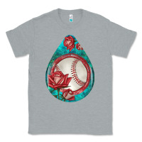 Heather Grey baseball and western roses teardrop  7 Classic Tee - BundleAndBundleShop