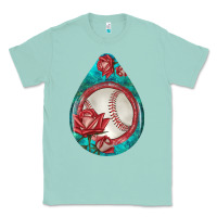 Seafoam baseball and western roses teardrop  7 Classic Tee - BundleAndBundleShop