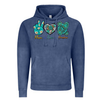 Vintage Denim Peace Love Gemstone Vintage Hoodie - BundleAndBundleShop