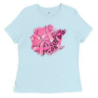 Baby Blue breast cancer patches Ladies Tee - Jasminsmagicworld