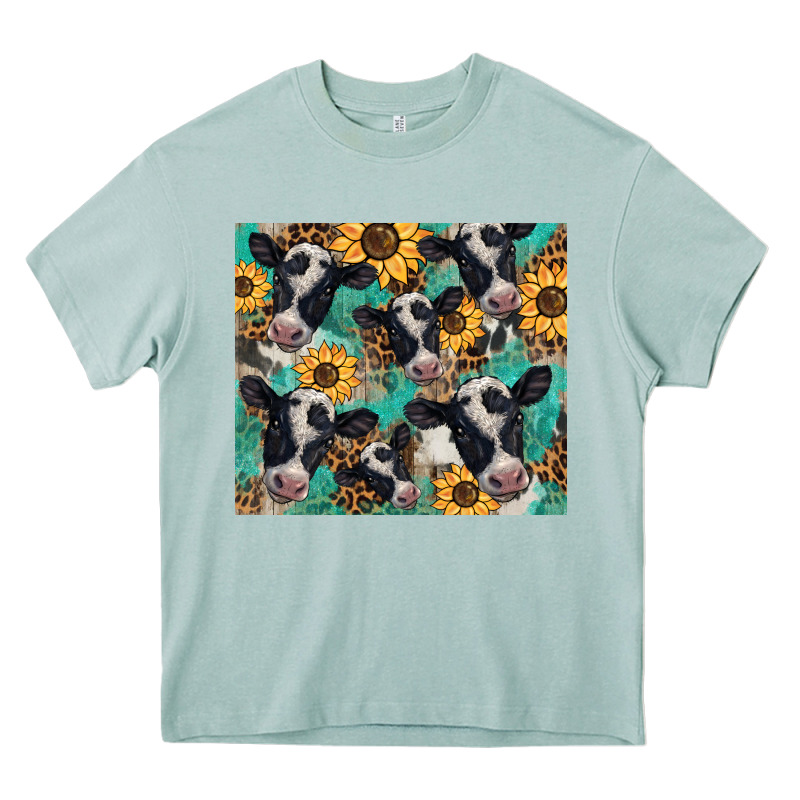 Western Leopard Sunflower Black And White  Cow Heavy Core Tee by BarkalooDesign | Teevron