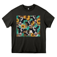 Asphalt western leopard sunflower black and white  cow Heavy Core Tee - BarkalooDesign