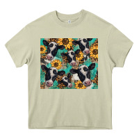 Mossy western leopard sunflower black and white  cow Heavy Core Tee - BarkalooDesign