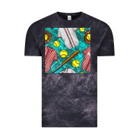 Cloud Black softball uniform glove and bat with field seamless pattern Vintage Tee - BundleAndBundleShop