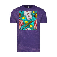 Cloud Purple softball uniform glove and bat with field seamless pattern Vintage Tee - BundleAndBundleShop