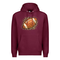 Burgundy American Football Leopard Premium Hoodie - CowCowDesign
