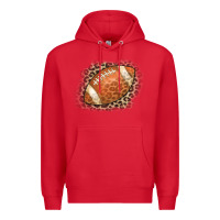 Red American Football Leopard Premium Hoodie - CowCowDesign