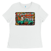 White merry christmas farm truck Ladies Tee - Jasminsmagicworld