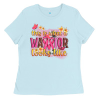 Baby Blue this is what a warrior looks like Ladies Tee - NancyCooperArtShop