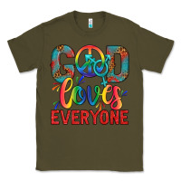 Army Green Lgbtq God Loves Everyone With Unicorn Classic Tee - BundleAndBundleShop