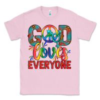 Bubblegum Pink Lgbtq God Loves Everyone With Unicorn Classic Tee - BundleAndBundleShop