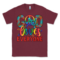 Burgundy Lgbtq God Loves Everyone With Unicorn Classic Tee - BundleAndBundleShop
