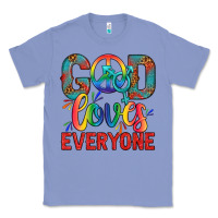 Colony Blue Lgbtq God Loves Everyone With Unicorn Classic Tee - BundleAndBundleShop