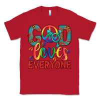 Red Lgbtq God Loves Everyone With Unicorn Classic Tee - BundleAndBundleShop