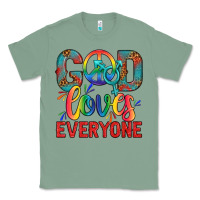 Sage Lgbtq God Loves Everyone With Unicorn Classic Tee - BundleAndBundleShop