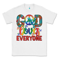 White Lgbtq God Loves Everyone With Unicorn Classic Tee - BundleAndBundleShop