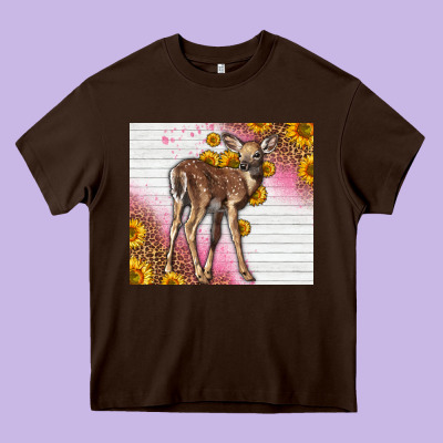 Western Cute Baby Deer Fawn Heavy Core Tee Designed By Lillyallendesigns
