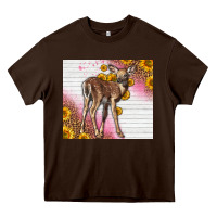 Chocolate Brown Western Cute Baby Deer Fawn Heavy Core Tee - LillyAllenDesigns