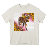 Cream Western Cute Baby Deer Fawn Heavy Core Tee - LillyAllenDesigns